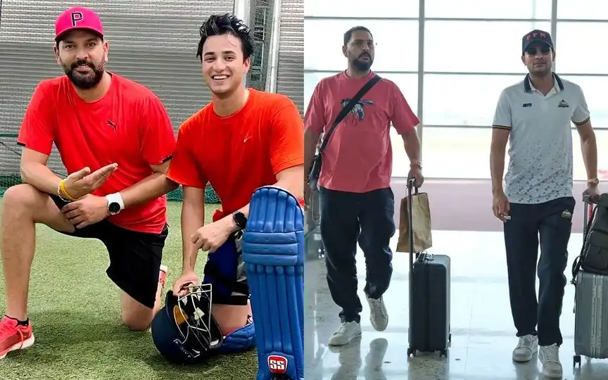 Gill, Abhishek get mentoring words from Yuvraj Singh [Source: @vijaymirror and @MixUpInfo03/X.com]